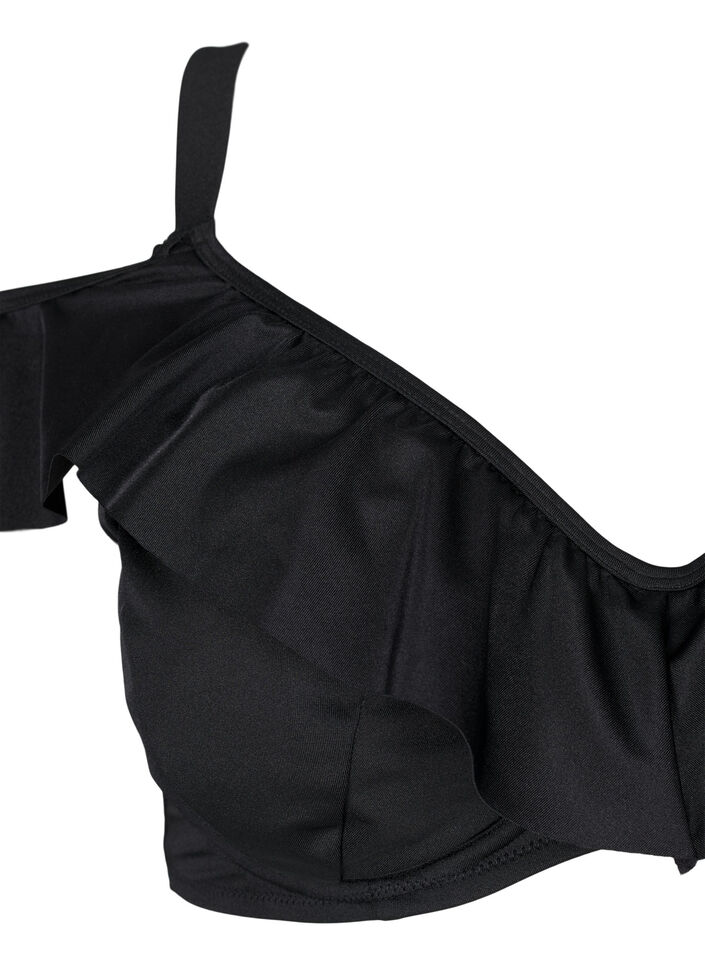 Bikinitopp med volanger og bøyle, Black, Packshot