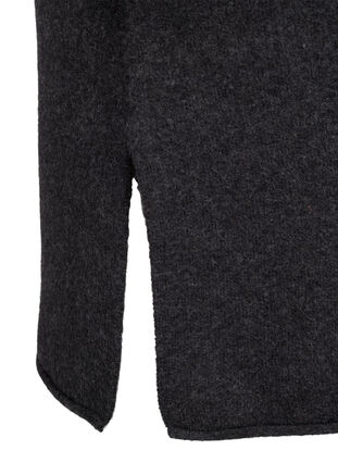 Zizzi Strikket kjole med rund hals og splitt, Dark Grey Melange, Packshot image number 4