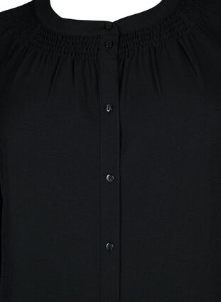 Tunika med lange ærmer og smock, Black, Packshot image number 2