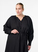 Midikjole med knappelukking og knytebelte, Svart, Model image number 2
