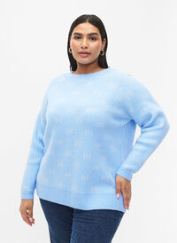 Mønstret genser, Blue Bell/Birch, Model
