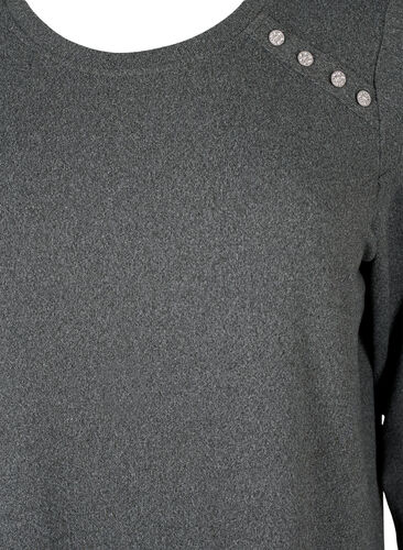 Langermet jerseykjole med knappedetaljer, Dark Grey Melange, Packshot image number 2