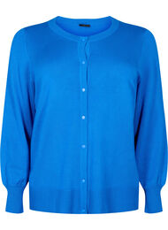 Strikket cardigan i viskose med knapper, Princess Blue