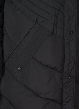 Vinterjakke med hette og fuskepelskrage, Black, Packshot image number 3