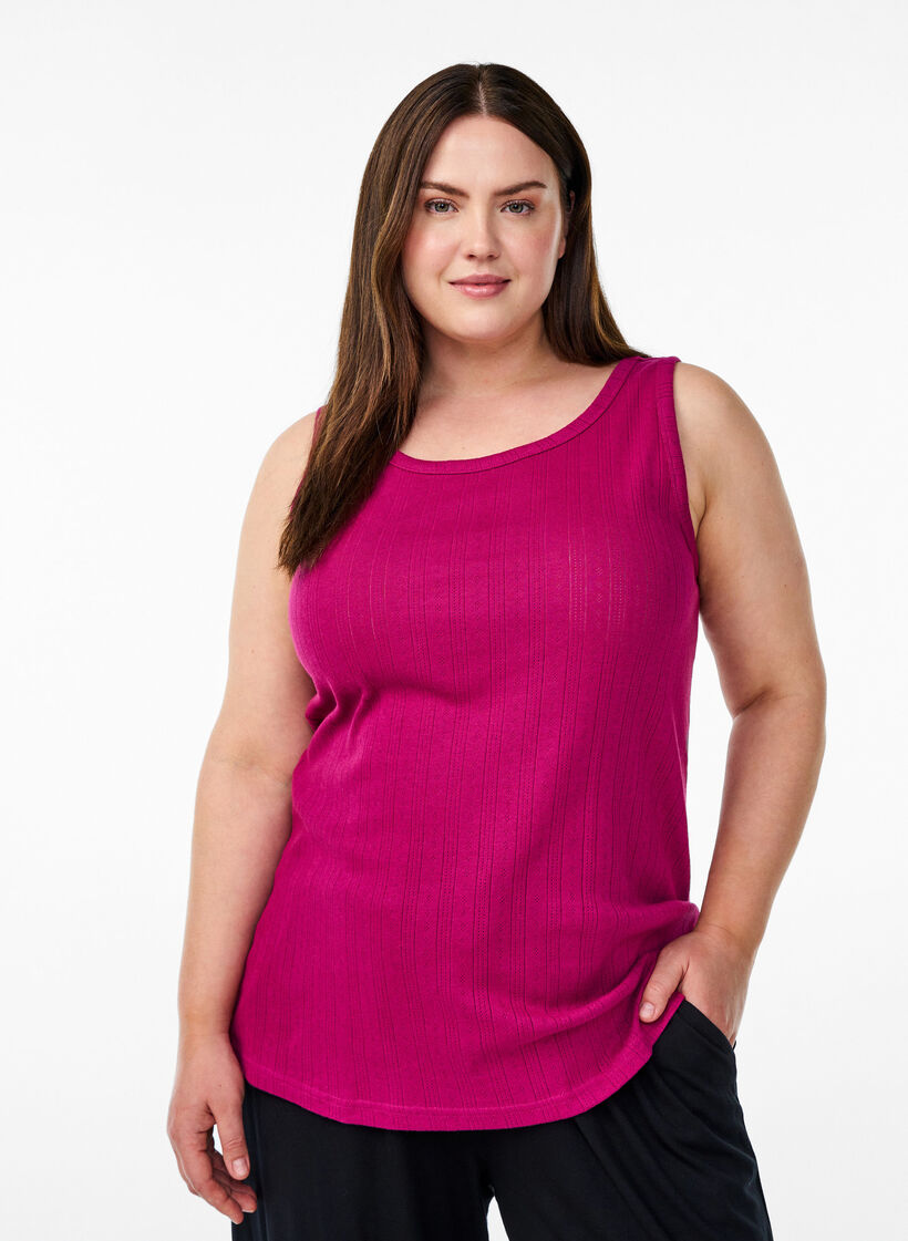 Nattopp i organisk bomull med et teksturert m&oslash;nster, Rosa, Model image number 0