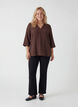 Bluse med 3/4 ermer, Brun, Model image number 1