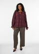 Langermet bluse med blondem&oslash;nster, M&oslash;rk Bordeaux, Model image number 1
