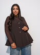 Tett sittende meshbluse med lange ermer, Brun, Model image number 0