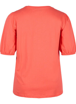 T-skjorte i bomull med 2/4-ermer, Hot Coral, Packshot image number 1