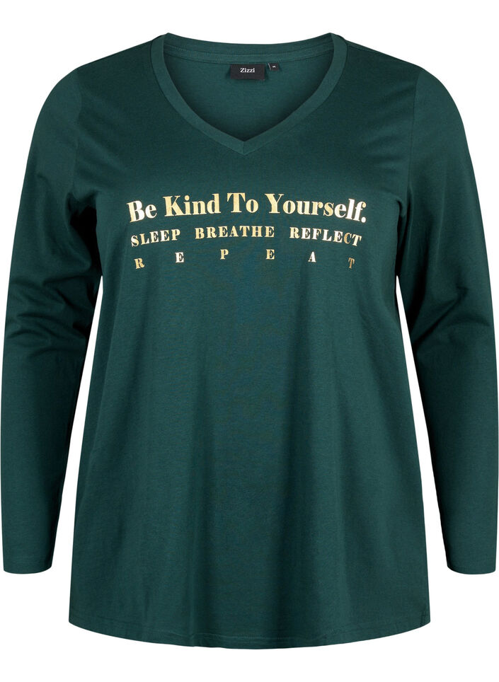 Nattskjorte i bomull med teksttrykk, Scarab, Packshot image number 0