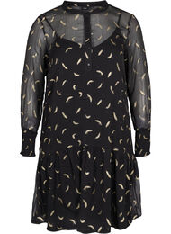 Kjole med A-form og smock, Black