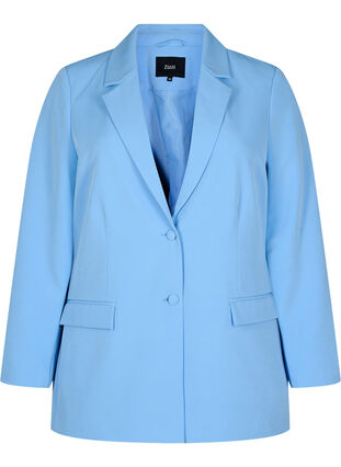 Zizzi Klassisk blazer med knappelukking, Della Robbia Blue, Packshot image number 0