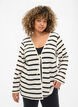 Stripete cardigan med knytestrikk, Sand Black Stripe, Model image number 0