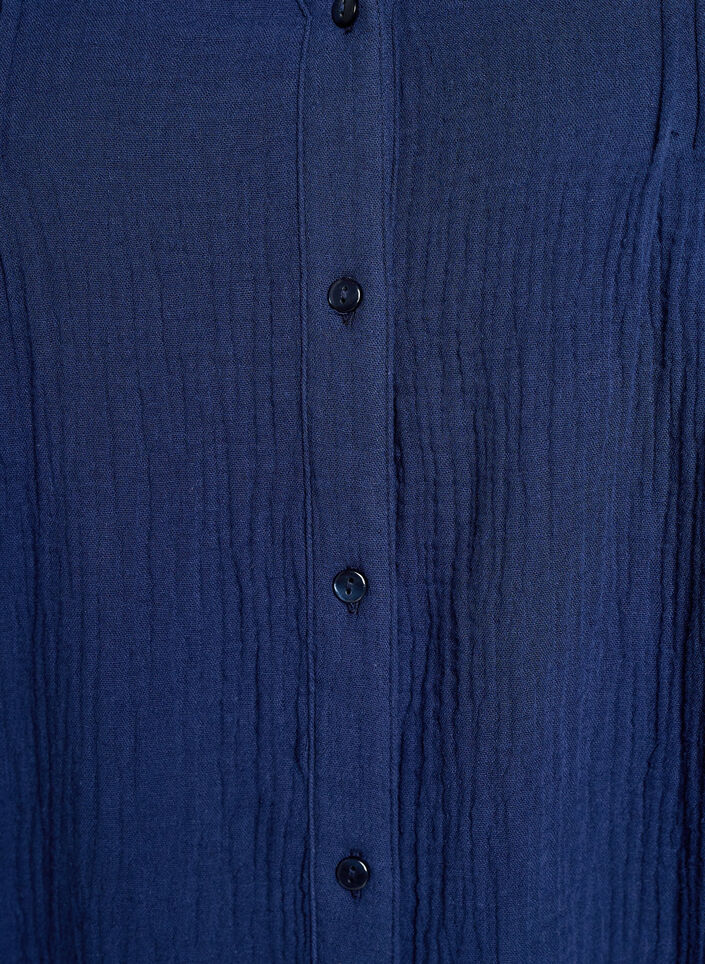 Bluse i bomullsmusselin med broderte detaljer, Bl&aring;, Packshot image number 2