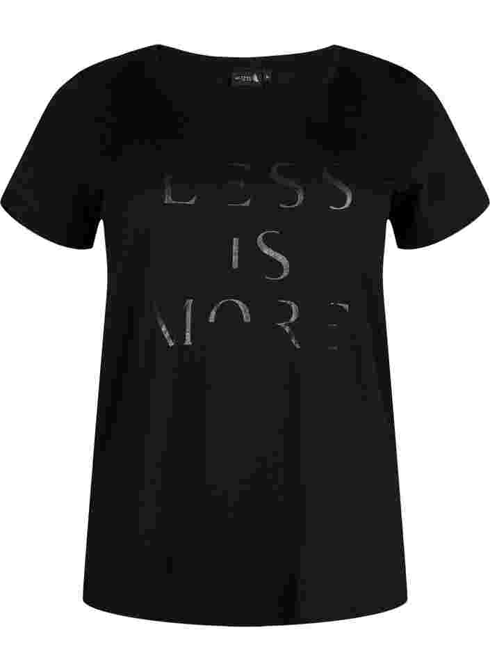 T-skjorte til trening med trykk, Black w.Less Is More, Packshot image number 0