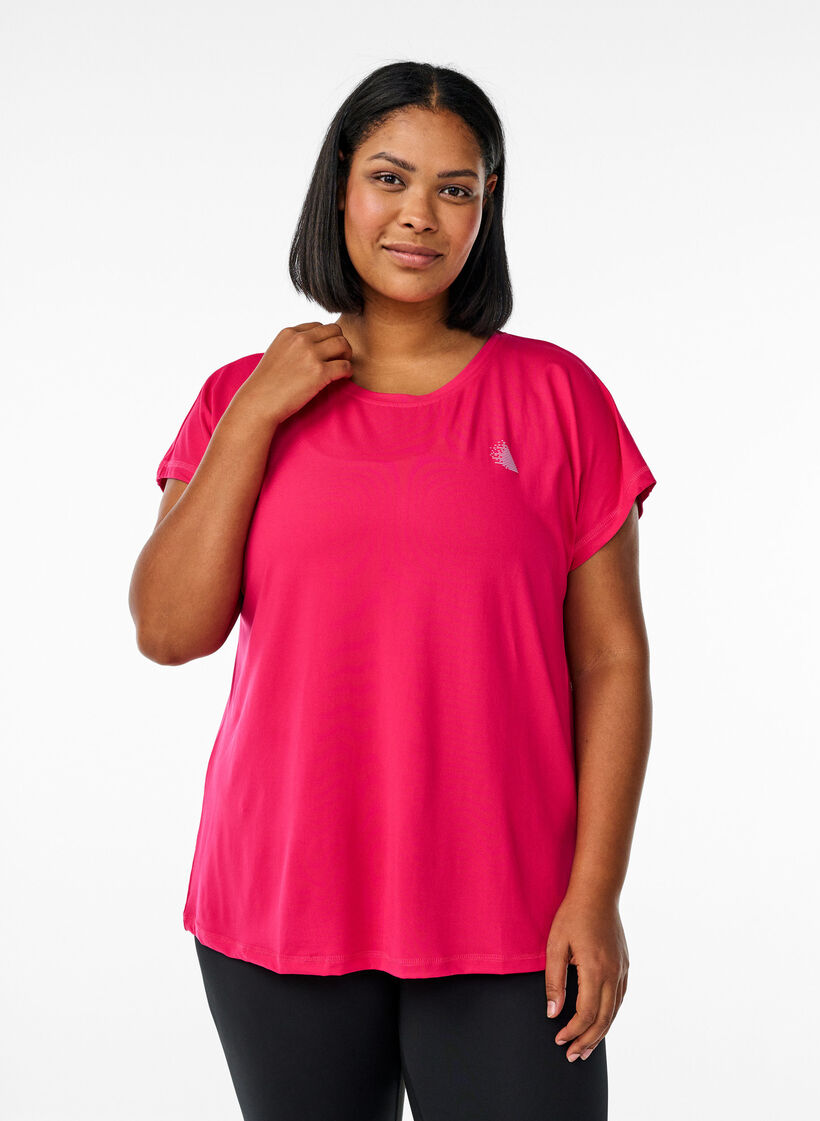 Ensfarget T-skjorte til trening, Rosa, Model image number 0