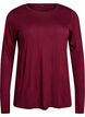 Langermet bluse i ull og viskose, M&oslash;rk Bordeaux, Packshot image number 0