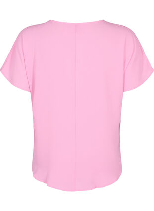 Bluse med korte ermer og rund hals, Rosebloom, Packshot image number 1