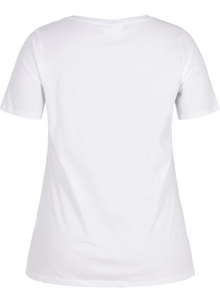 Ensfarget basis T-skjorte i bomull, Bright White, Packshot image number 1