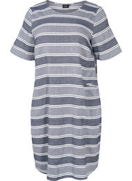 Stripete kjole med korte ermer, Blue Stripe