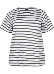 T-skjorte i økologisk bomull med striper, Thyme Stripe