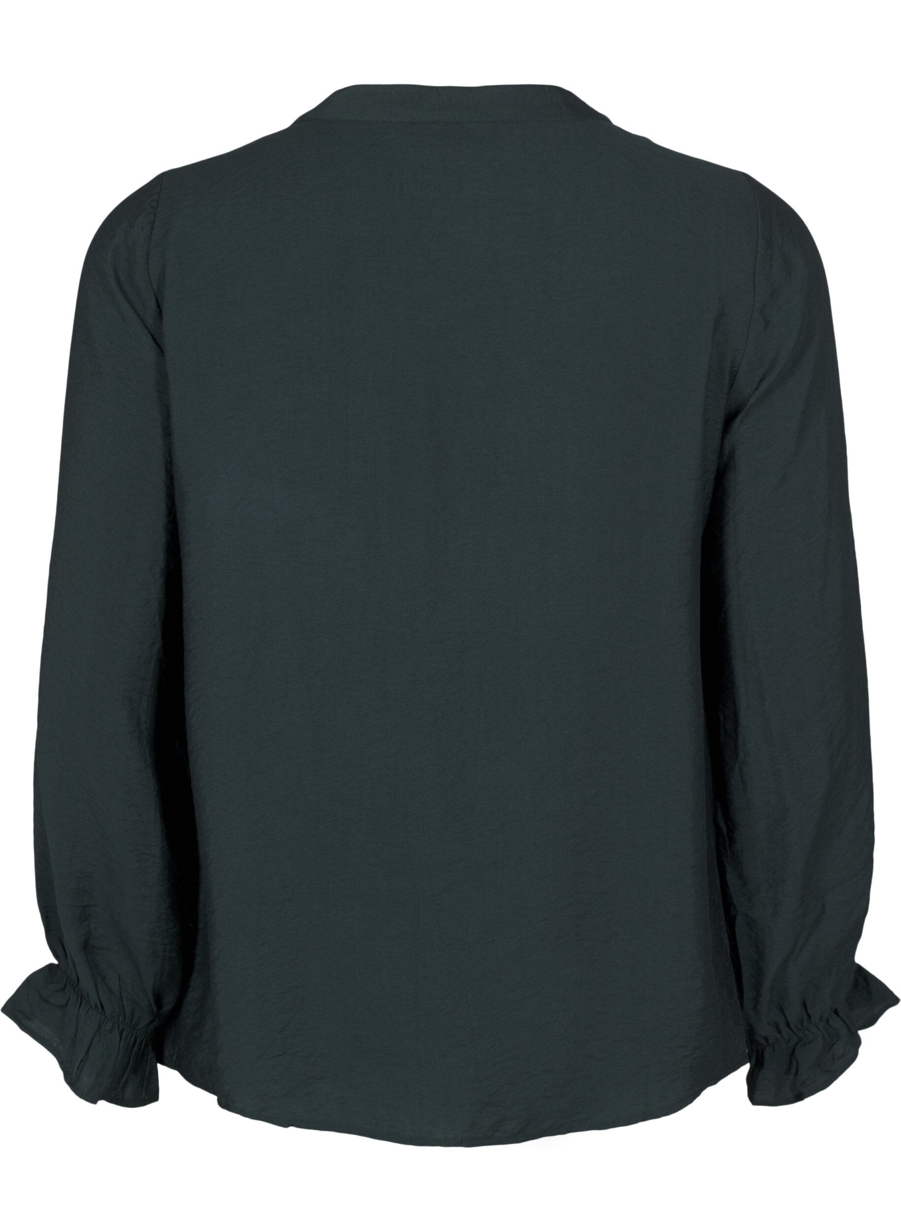 Zizzi Langermet bluse med V-hals, Scarab, Packshot image number 1