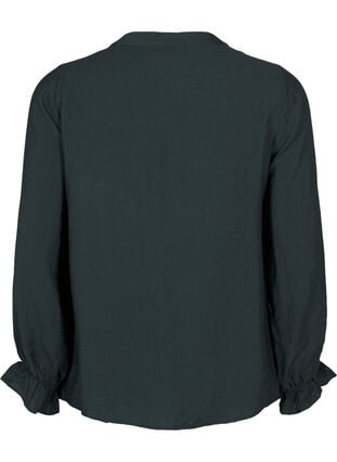 Zizzi Langermet bluse med V-hals, Scarab, Packshot image number 1