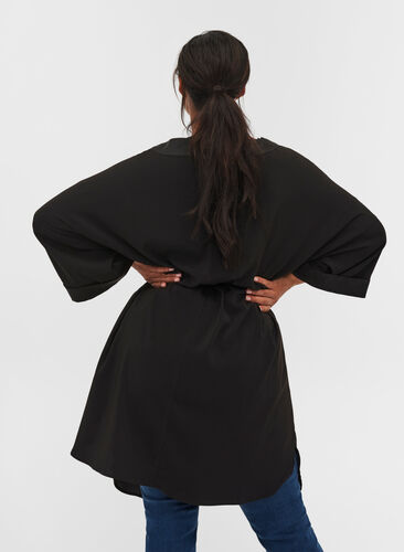 Kimono med knyting, Black, Model image number 1
