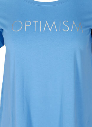 Kortermet T-skjorte i bomull med mønster, Ultramarine OPTIMISM, Packshot image number 2