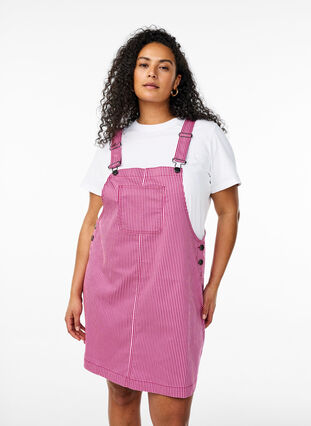 Zizzi Kort stripete snekkerkjole, Red Stripe, Model image number 0