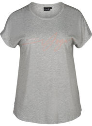 T-skjorte til trening med trykk foran, Light Grey Melange