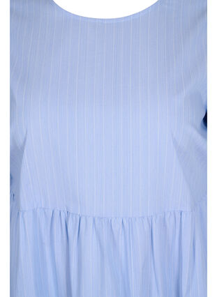 Stripete kjole med korte puffermer, Blue As Sample, Packshot image number 2
