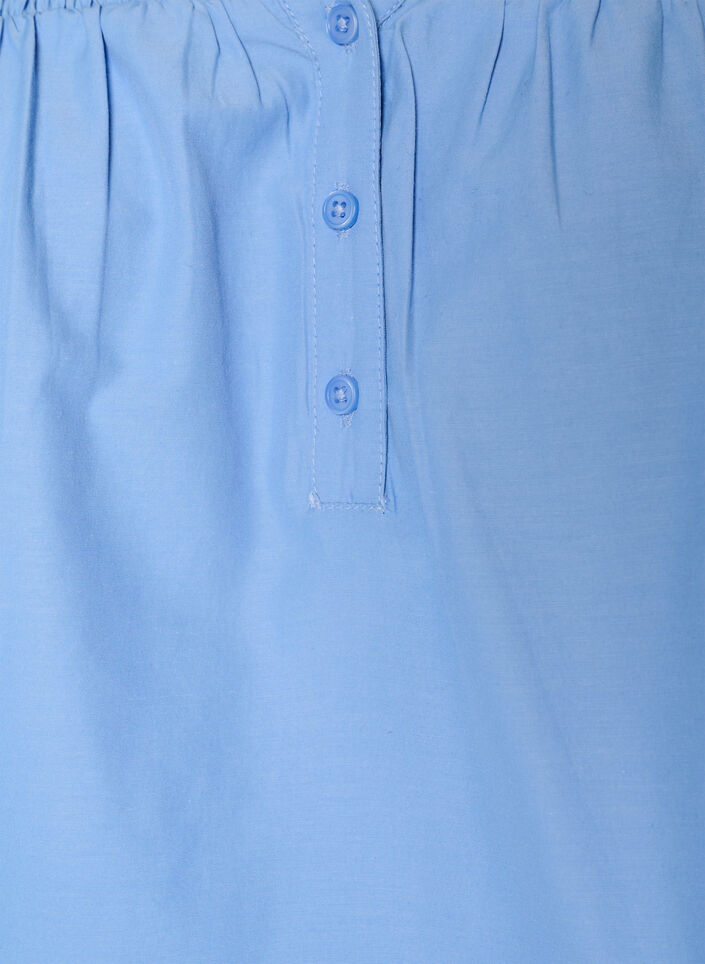 Bluse med smock og 3/4 ermer, Bl&aring;, Packshot image number 2