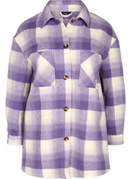 Rutete skjortejakke med knapper og lommer, Purple Check