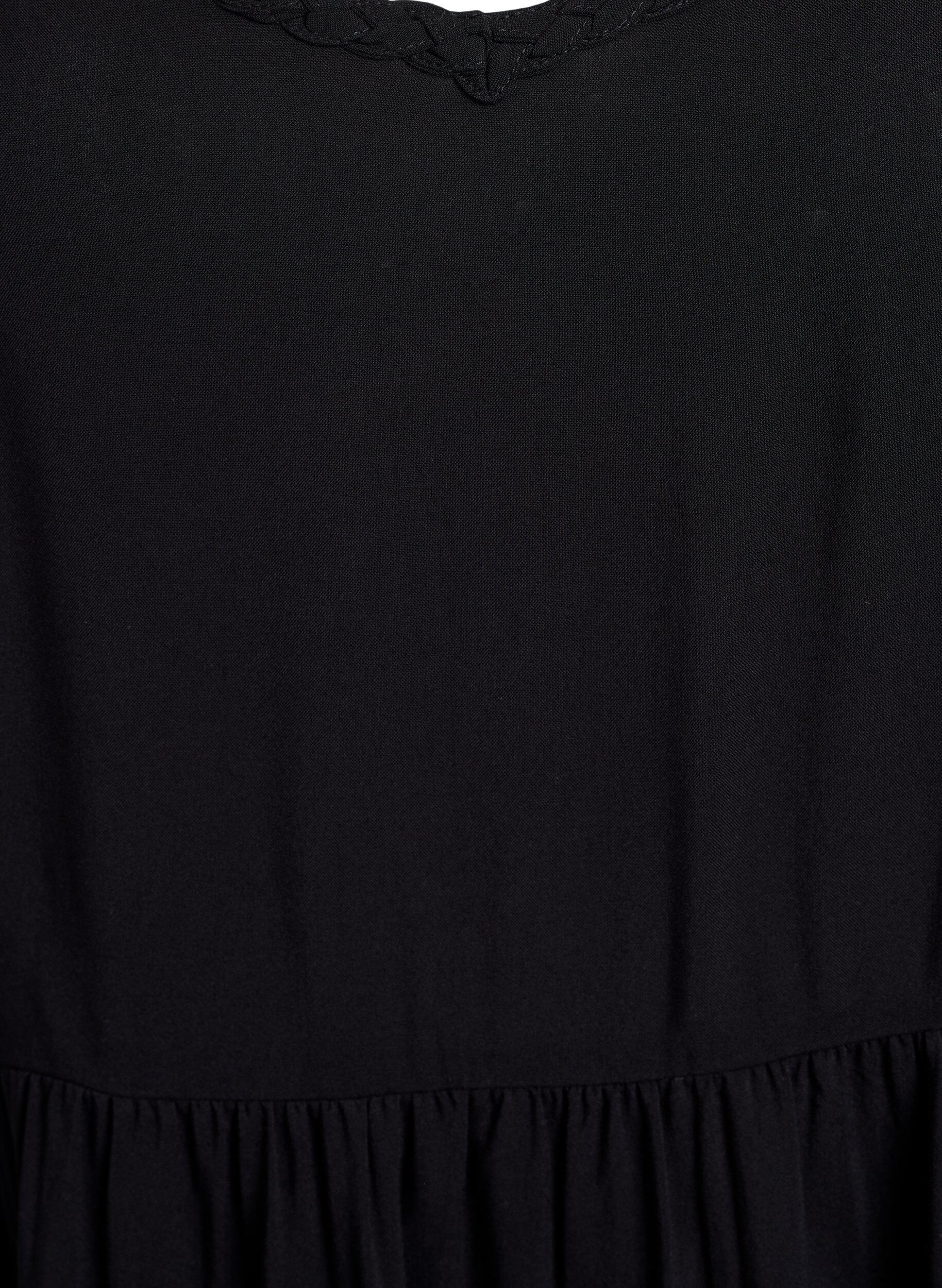 Zizzi Midikjole med stropper og smock bakp&aring;, Svart, Packshot image number 2