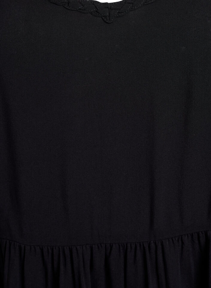 Midikjole med stropper og smock bakpå, Svart, Packshot image number 2