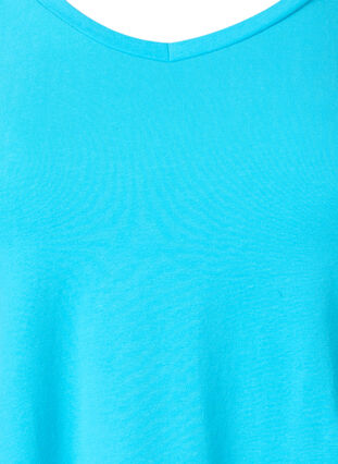 Ensfarget basis T-skjorte i bomull, Blue Atoll, Packshot image number 2