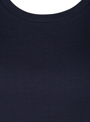 Ribbet T-skjorte med korte puffermer, Night Sky, Packshot image number 2