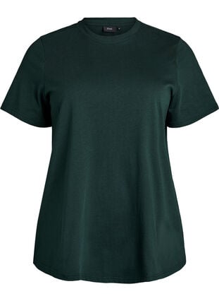 Zizzi Basic T-skjorte i bomull med rund hals, Grønn, Packshot image number 0