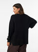 Strikket bluse med ribbestruktur og knappdetaljer, Svart, Model image number 2