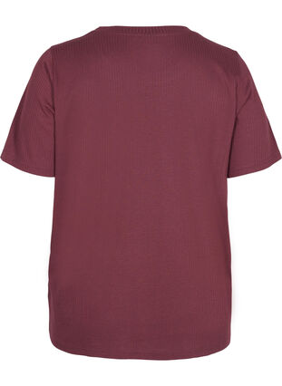 Kortermet T-skjorte i et ribbet materiale, Vineyard Wine, Packshot image number 1