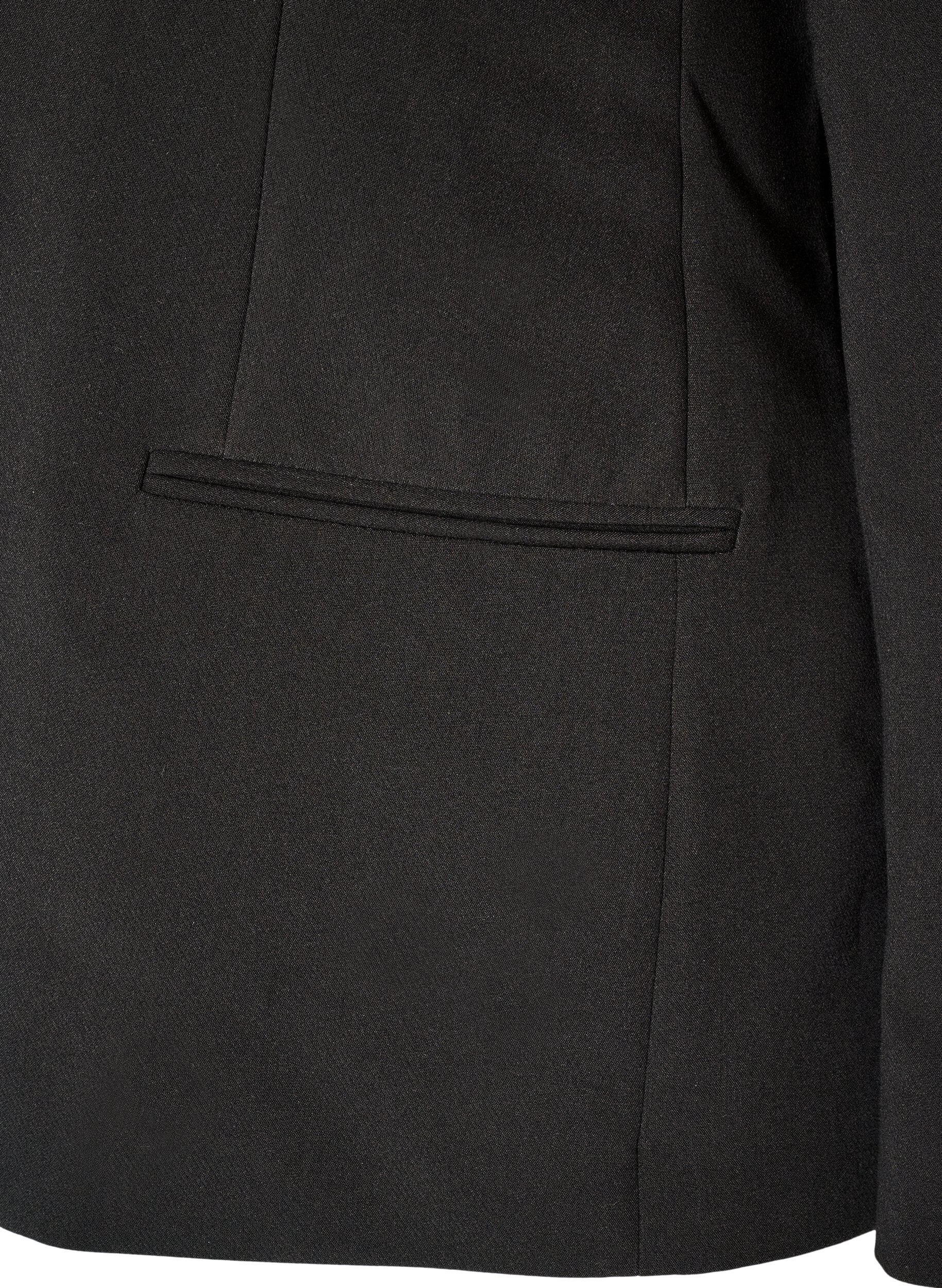 ZizziKlassisk blazer med enkel knappelukking, Svart, Packshot image number 4