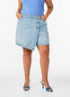 Denimskorts med omslagseffekt og h&oslash;y midje, Bl&aring;, Model image number 3