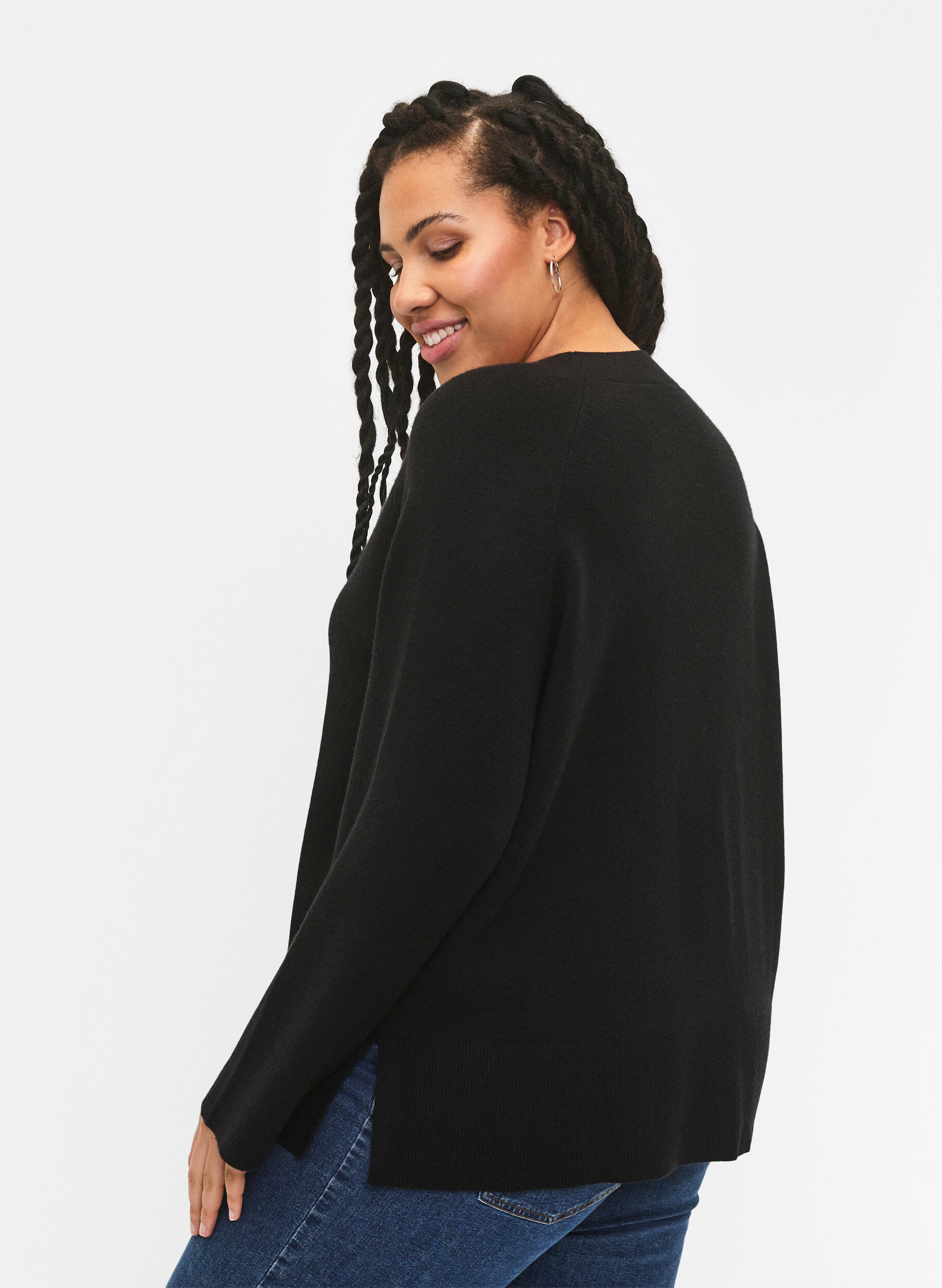 ZizziGenser i viskoseblanding med glidel&aring;s i siden	, Black, Model image number 1