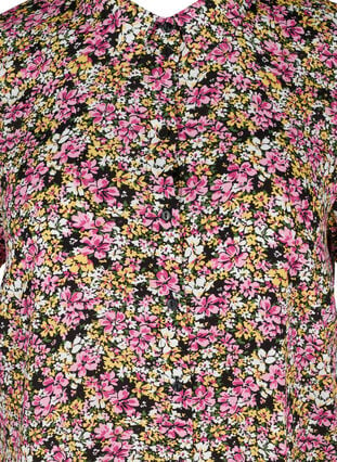 Kortermet viskosetunika med knapper, Primula Flower Mix, Packshot image number 2