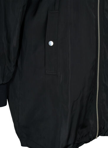 Lang bomberjakke med lommer, Black, Packshot image number 3