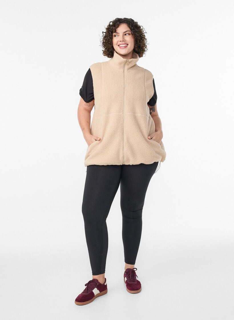 Teddyvest med lommer, Beige, Model image number 1