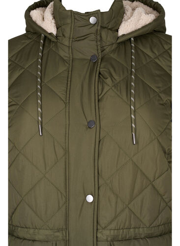 Quiltet jakke med hette og justerbar midje, Forest Night, Packshot image number 2