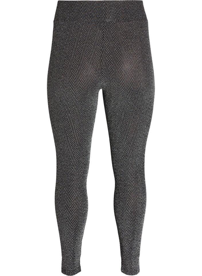 Glittermønstrede leggings, Svart, Packshot image number 1