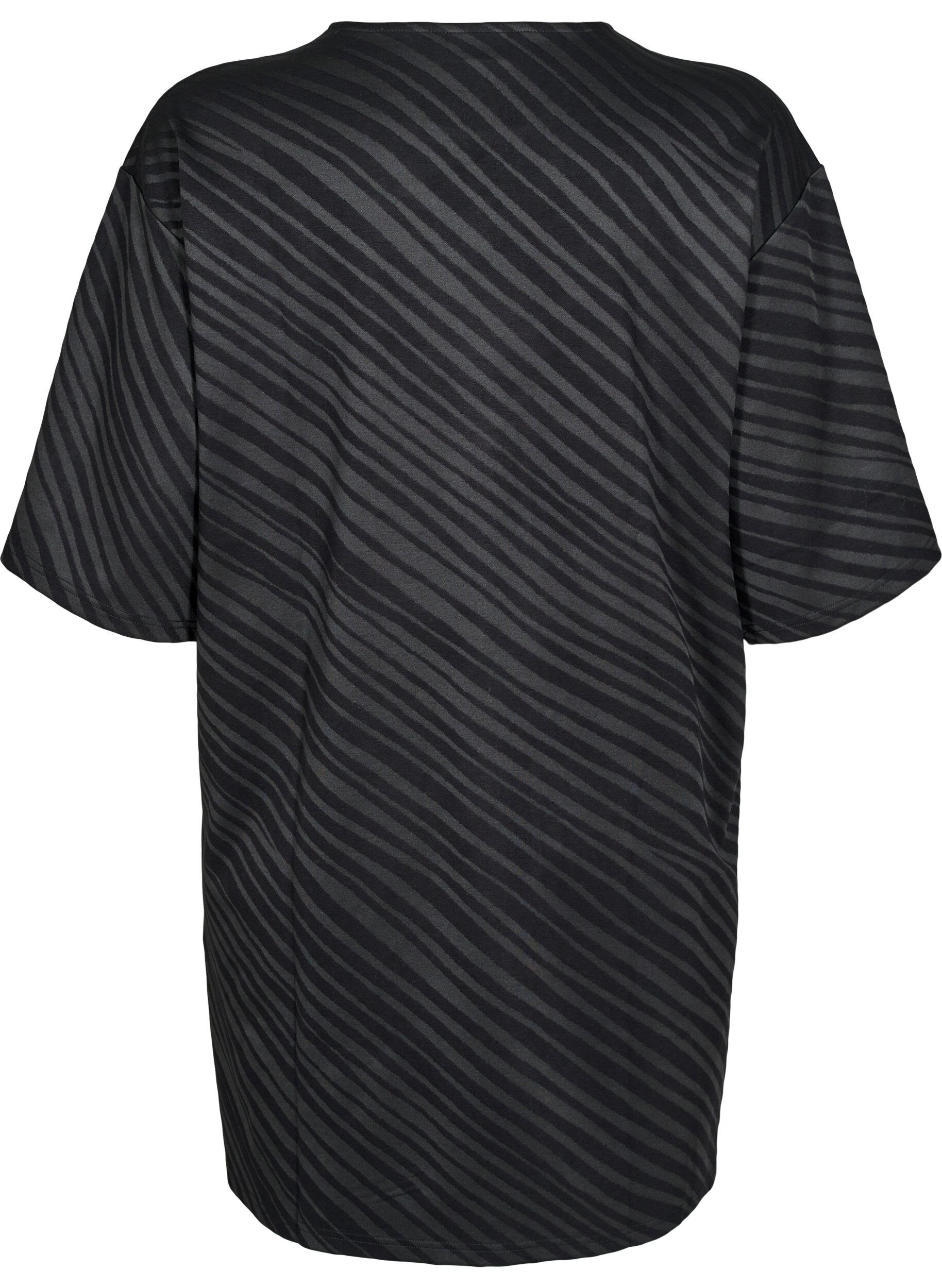 Zizzi M&oslash;nstret kjole med 3/4-ermer, Svart, Packshot image number 1